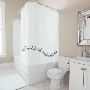 Cortina De Ducha Fun Black and White Elegant "Scrub-a-Dub-Tub"
