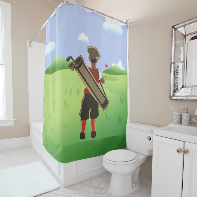 Cortina De Ducha Fun Golfer en el campo de golf (In situ)