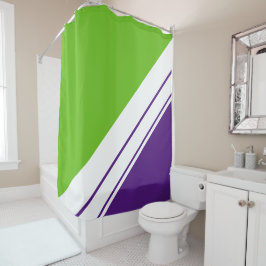 Cortina De Ducha Fun Lime Green Royal Purple White Sports Stripes