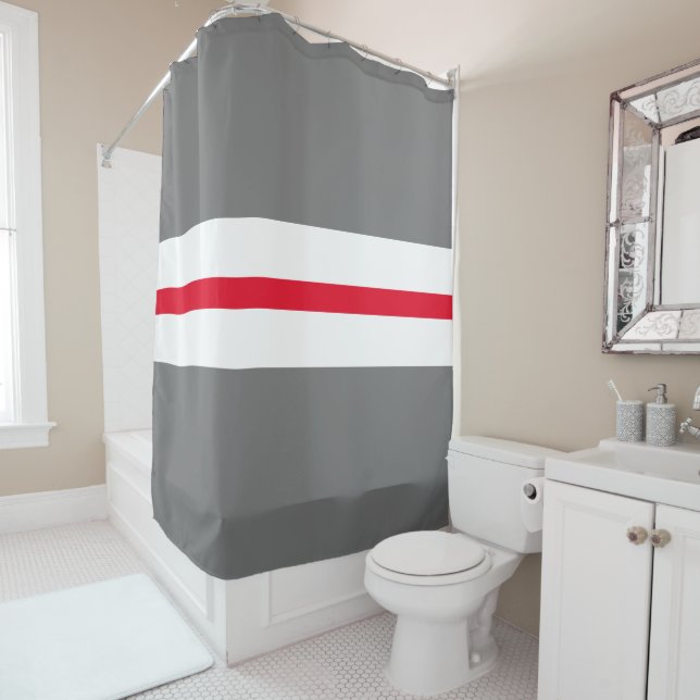 Cortina De Ducha Fun moderno gris brillante franjas de Carreras bla (In situ)