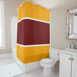 Cortina De Ducha Fun Sporty Deep Red White Yellow Naranja Stripes