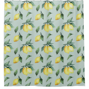 Cortina De Ducha Funda de edredón con patrón de acuarela de limones