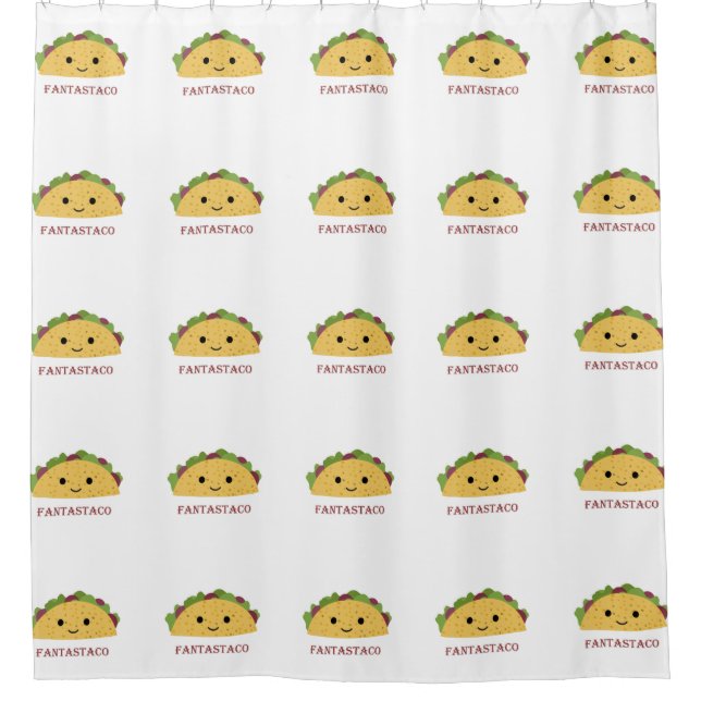 Cortina De Ducha Funny Fantastaco Taco Pun Cute Kawaii Taco (Anverso)