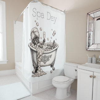Cortina De Ducha Funny French Bulldog Spa Day Shower Curtain