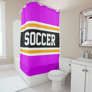 Cortina De Ducha FÚTBOL Atlético Rosa Brillante Negro Naranja Rayas