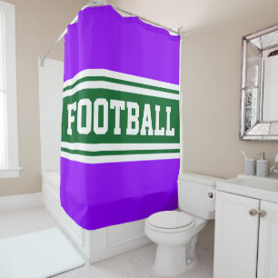 Cortina De Ducha FÚTBOL Purpura Brillante Verde Grueso Rayas Blanca