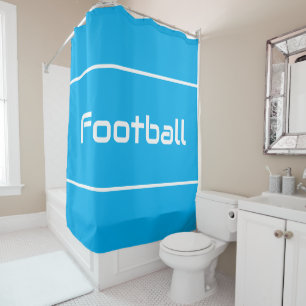 Cortina De Ducha FÚTBOL Texto Blanco Moderno con Rayas sobre Azul A