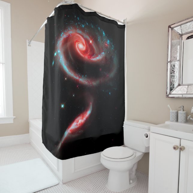 Cortina De Ducha Galaxy Rosa Rojo (In situ)