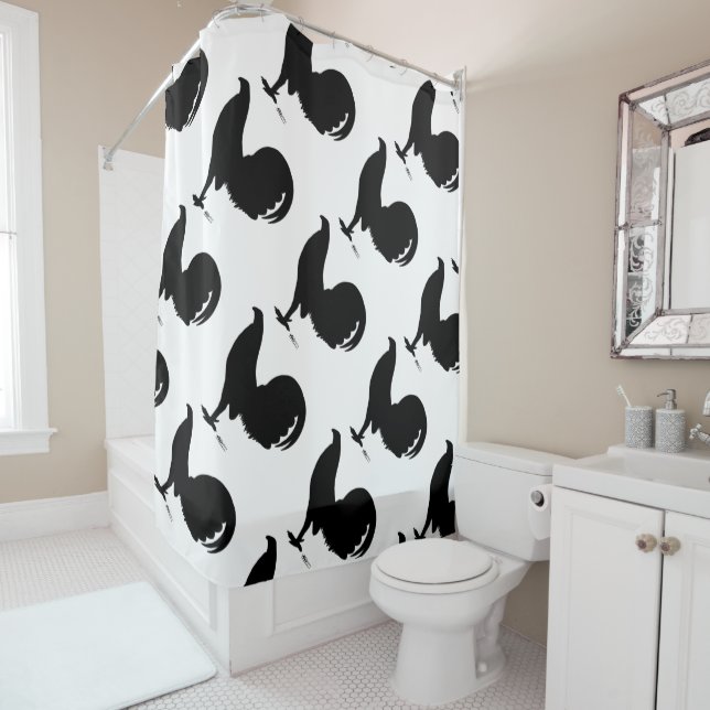 Cortina De Ducha Gamecock Rooster Silhouette (In situ)