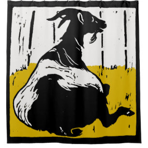 Cortina De Ducha Ganadería Woodcut