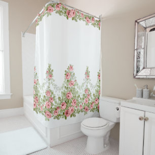 Cortina De Ducha Garlands de elegantes Rosas victorianos azules