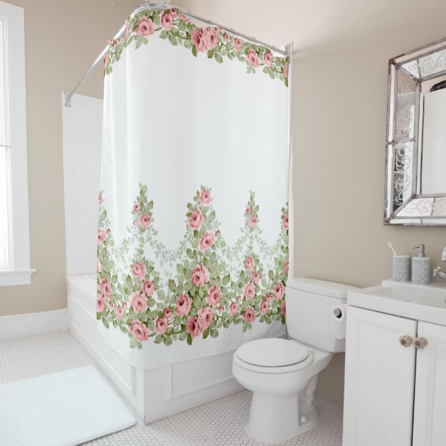 Cortina De Ducha Garlands de elegantes Rosas victorianos azules (In situ)