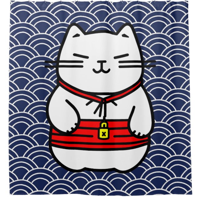 Cortina De Ducha Gato afortunado japonés o Maneki-Neko (Anverso)