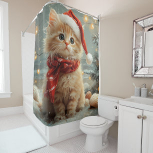 Cortina De Ducha Gato Angora Turco Navidad Playa Vintage