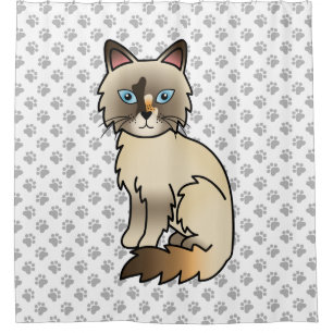 Cortina De Ducha Gato Birman / Ragdoll de concha de tortuga y patas