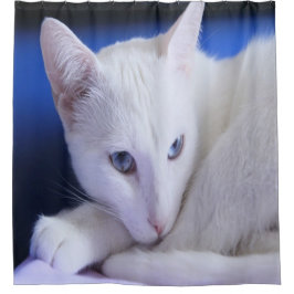 Cortina De Ducha Gato Blanco Hermoso/Agrega la Foto de Tu Mascota