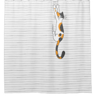 Cortina De Ducha Gato Calico colgando  Gracioso Gato Lover
