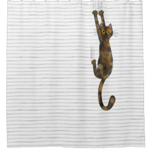 Cortina De Ducha Gato de la concha de tortuga colgando Funny Tort