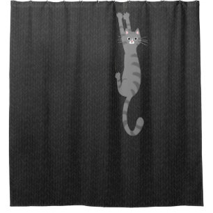 Cortina De Ducha Gato de Tabby Gris Colgado Gato Divertido Gris c