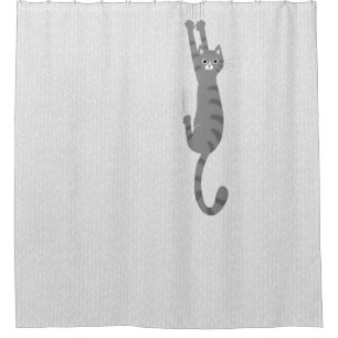 Cortina De Ducha Gato de Tabby Gris Colgado Gato Divertido Gris c