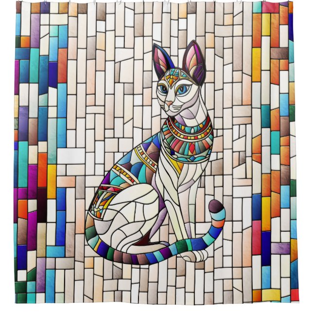 Cortina De Ducha Gato egipcio - Arte Mosaico (Anverso)