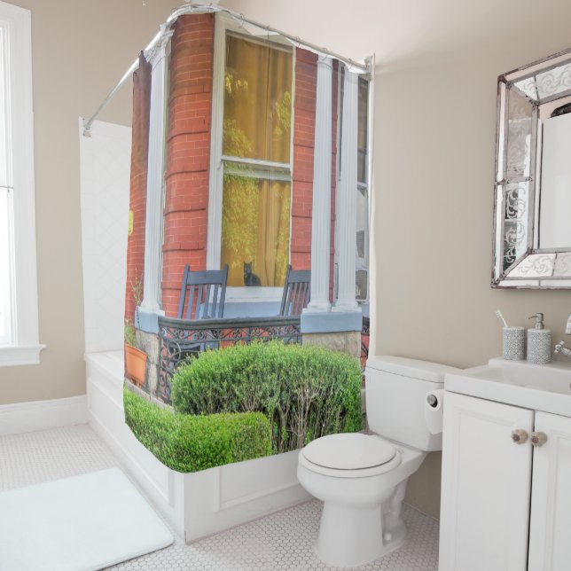 Cortina De Ducha Gato en una ventana (In situ)