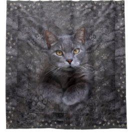 Cortina De Ducha Gato gris