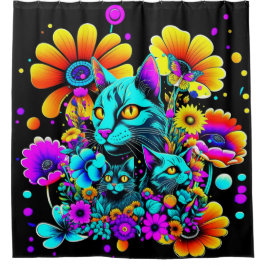 Cortina De Ducha Gato Kitty Psychedelic