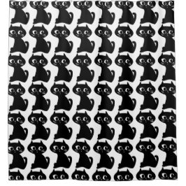 Cortina De Ducha Gato negro curioso