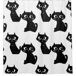 Cortina De Ducha Gato negro curioso