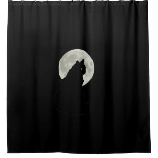Cortina De Ducha Gato negro en claro de luna