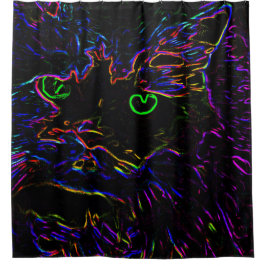 Cortina De Ducha Gato Neon Glow
