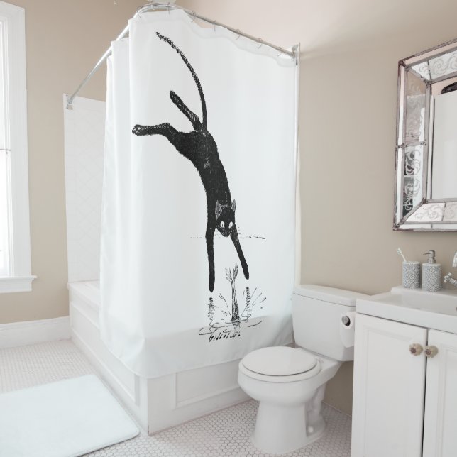 Cortina De Ducha Gato saltando al estanque, Alexandre Steinlen (In situ)