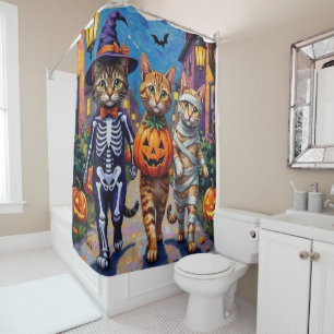 Cortina De Ducha Gatos abisinios Trick-or-Treating en disfraz de Ha