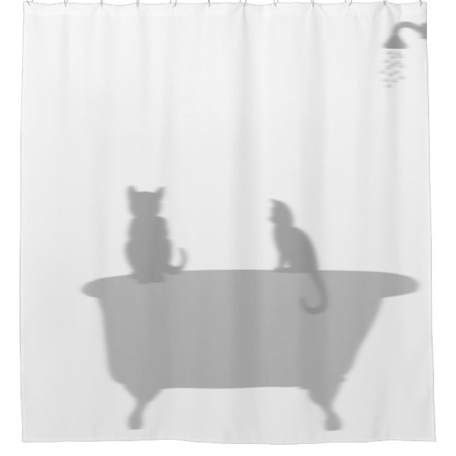 Cortina De Ducha Gatos En Tub Ducha Silueta De Silhouette Graciosa (Anverso)