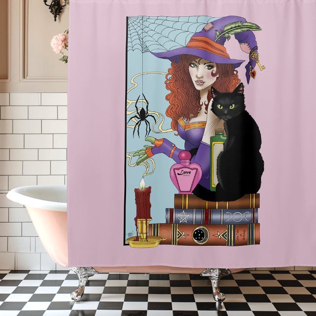 Cortina De Ducha Gatos Libros Pociones De Brujas (Subido por el creador)