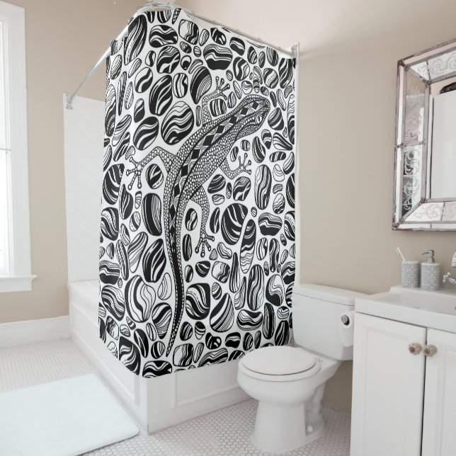 Cortina De Ducha Gecko y guijarros (In situ)