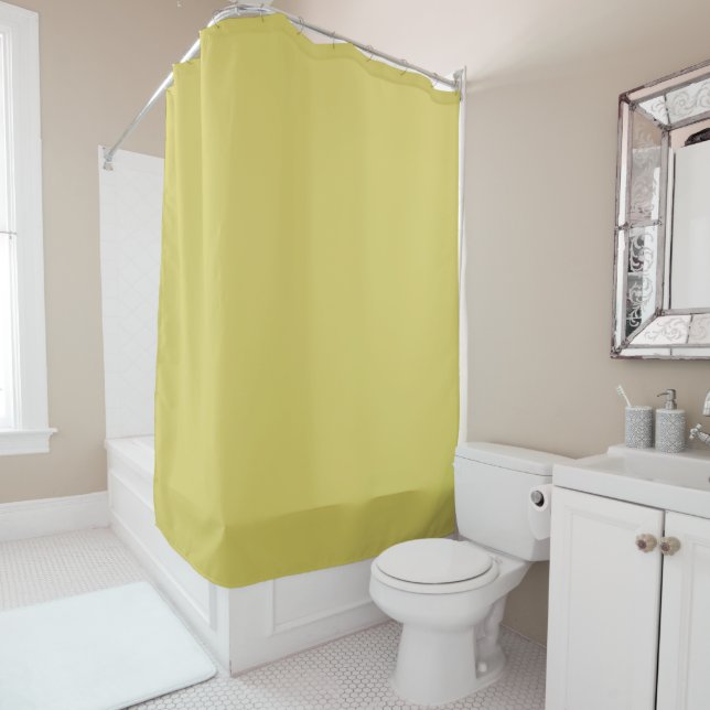Cortina De Ducha Gentle Warm Yellow Decorative Shower Curtain (In situ)