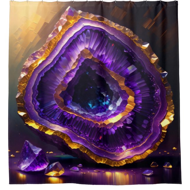Cortina De Ducha Geode Gold Amethyst Purple (Anverso)