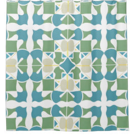 Cortina De Ducha Geometría Azul Verde para Decoración Moderna del H