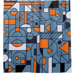 Cortina De Ducha Geometría poster retro de arte minimalista con si