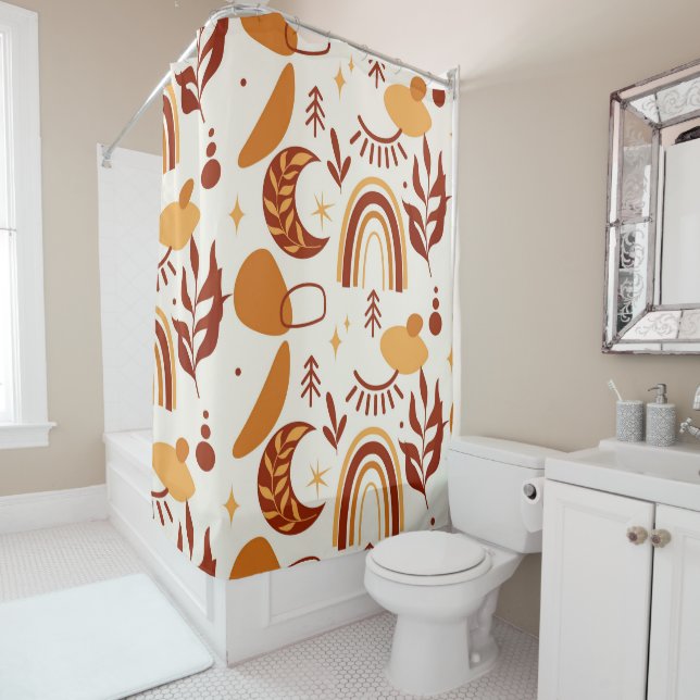 Cortina de ducha geométrica abstracta bohemia (In situ)