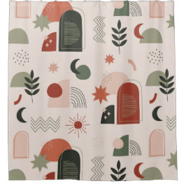 Cortina de ducha geométrica abstracta bohemia