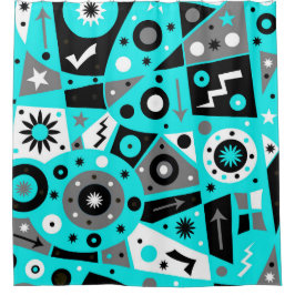 Cortina de ducha geométrica azul Solidus