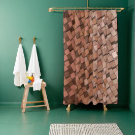 Cortina de ducha geométrica de Mocha Mousse de mod