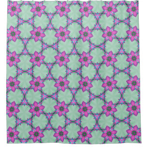 Cortina de ducha geométrica floral vívida