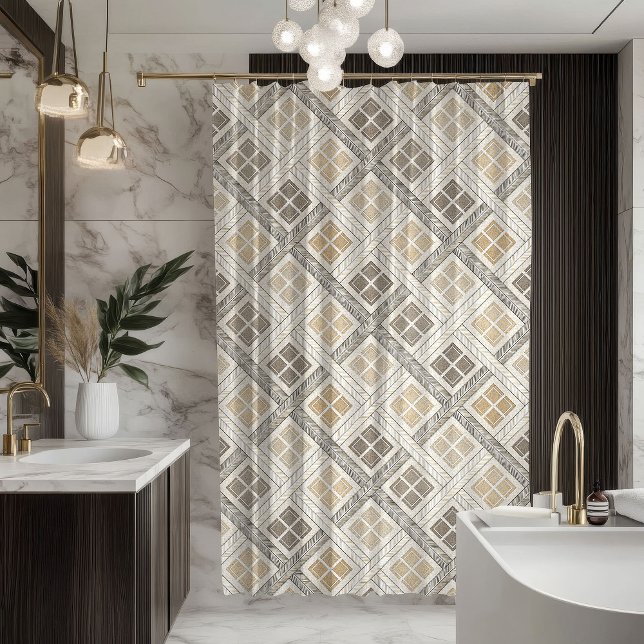 Cortina de ducha geométrica neutral pastel moderna (Geometric Shower Curtain Neutral Pastel Modern Look)