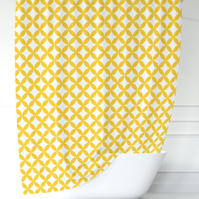 Cortina De Ducha Geométrico amarillo y blanco (Subido por el creador)