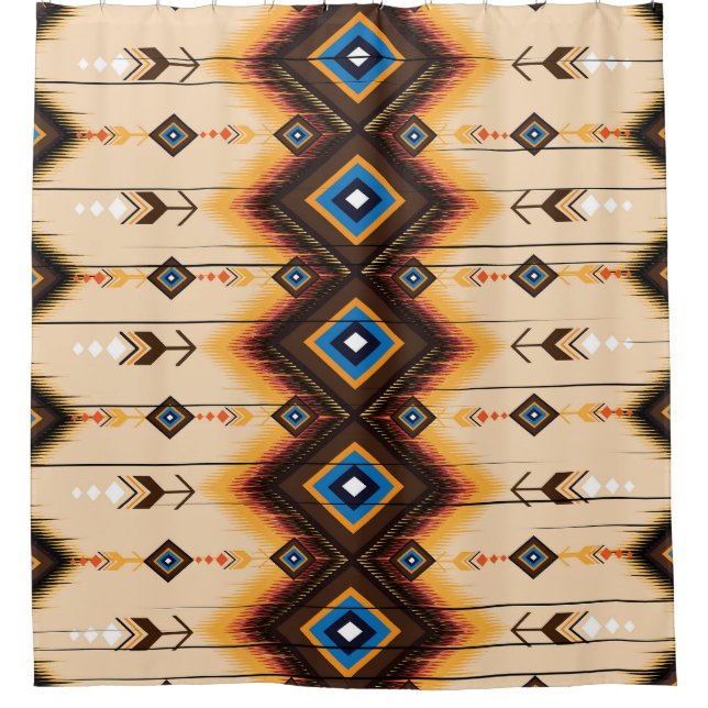 Cortina De Ducha Geométrico étnico: diseño de patrones abstractos. (Anverso)