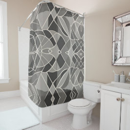 Cortina De Ducha Geométrico Gris minimalista elegante contemporáneo